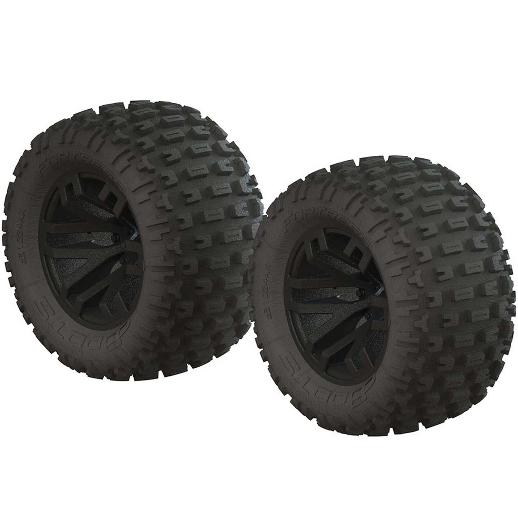 [ARAC9632] 1/10 dBoots Fortress MT 2.2/3.0 Pre-Mounted Tires, 14mm Hex, Black (2) (AR550044)