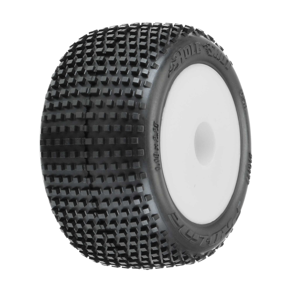 [PRO1017713] 1/18 Hole Shot Front/Rear Mini-T Tires Mounted 8mm White Wheels (2)