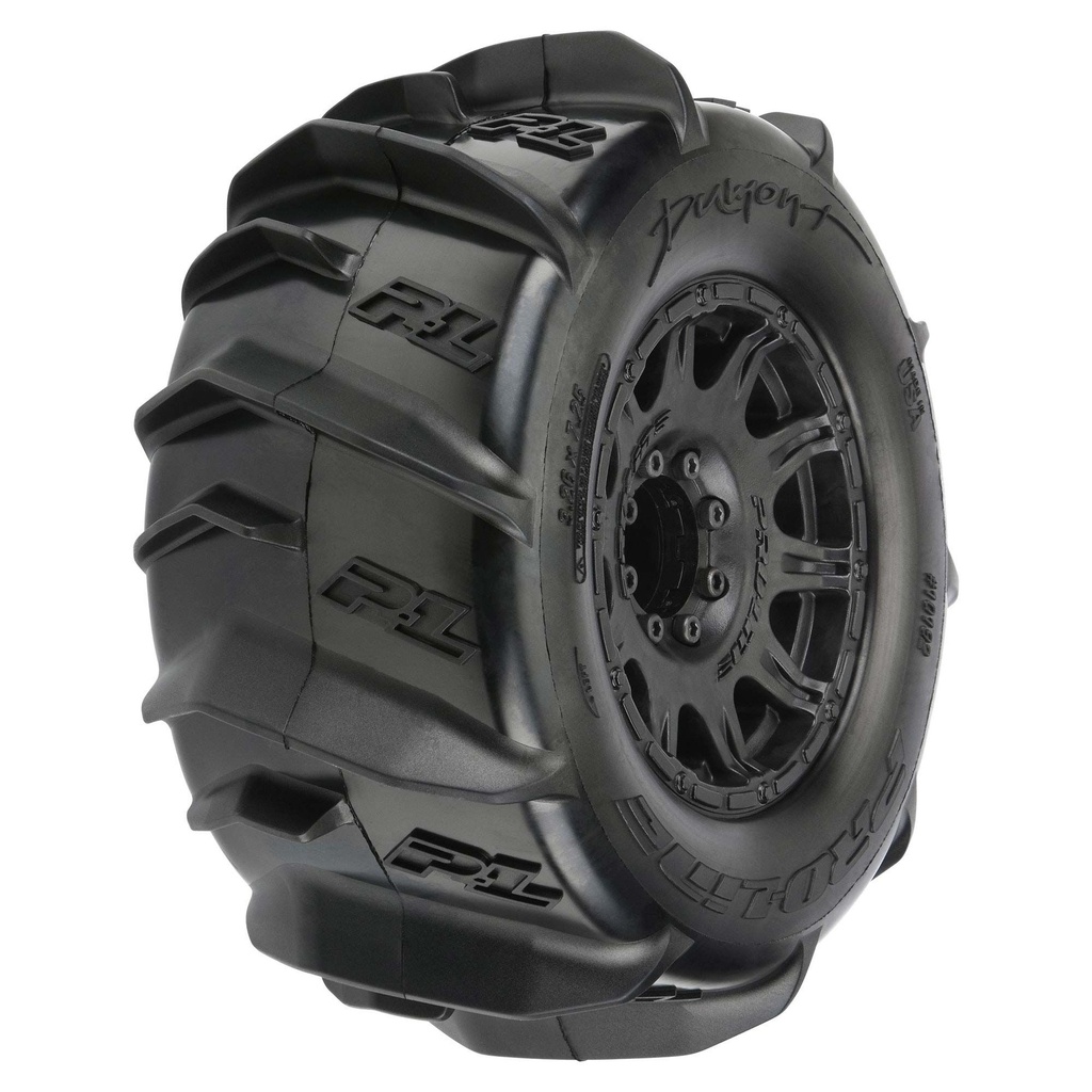 [PRO1019210] 1/8 Dumont F/R 3.8" MT Tires Mounted 17mm Black Raid (2)