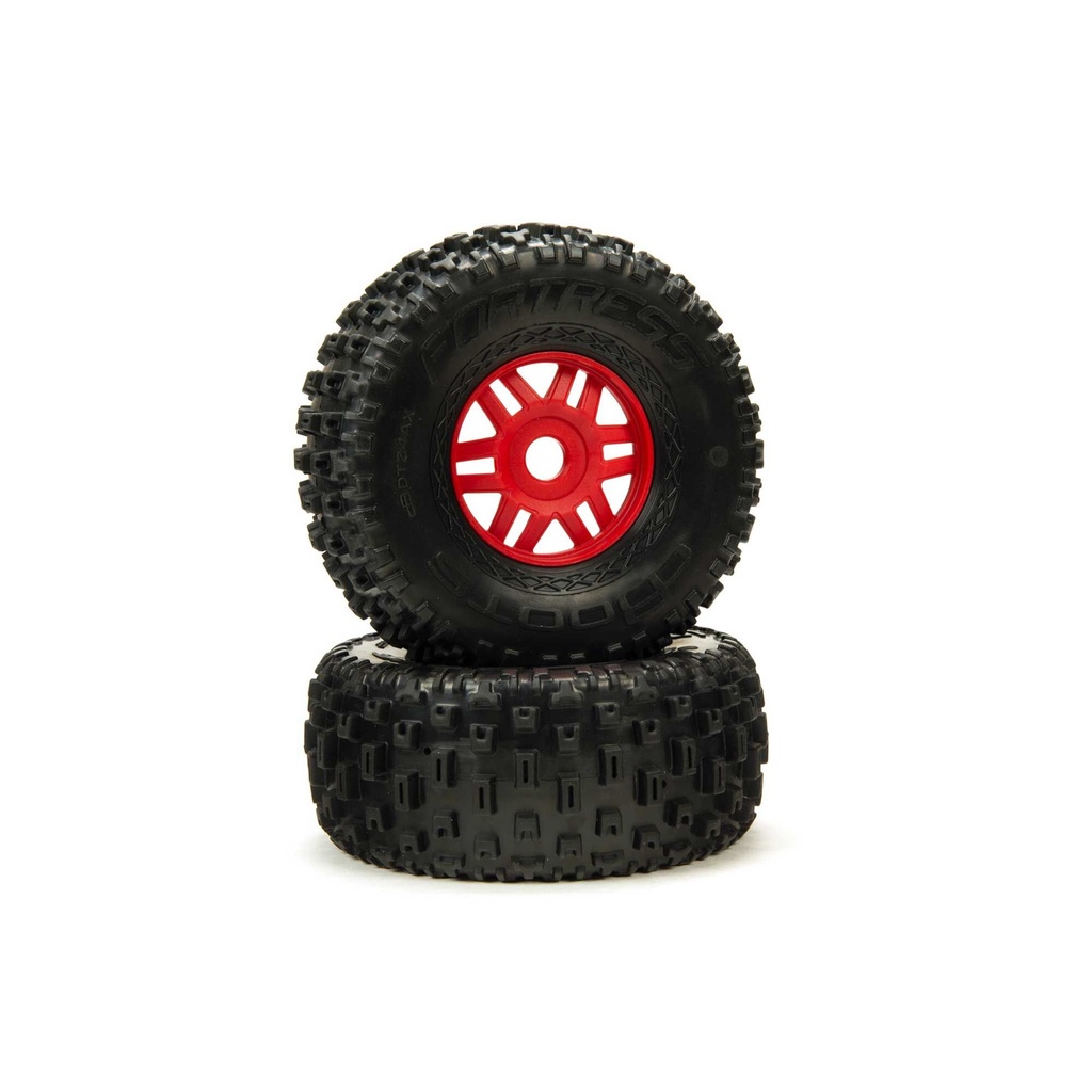 [ARA550065] 1/7 dBoots Fortress Front/Rear 2.4/3.3 Pre-Mounted Tires, 17mm Hex, Red (2)