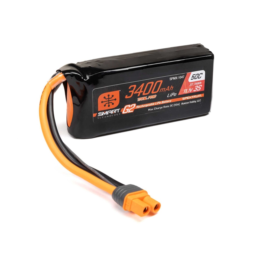 [SPMX-1047] 11.1V 3400mAh 3S 50C Smart G2 Trail Pro LiPo Battery: IC3