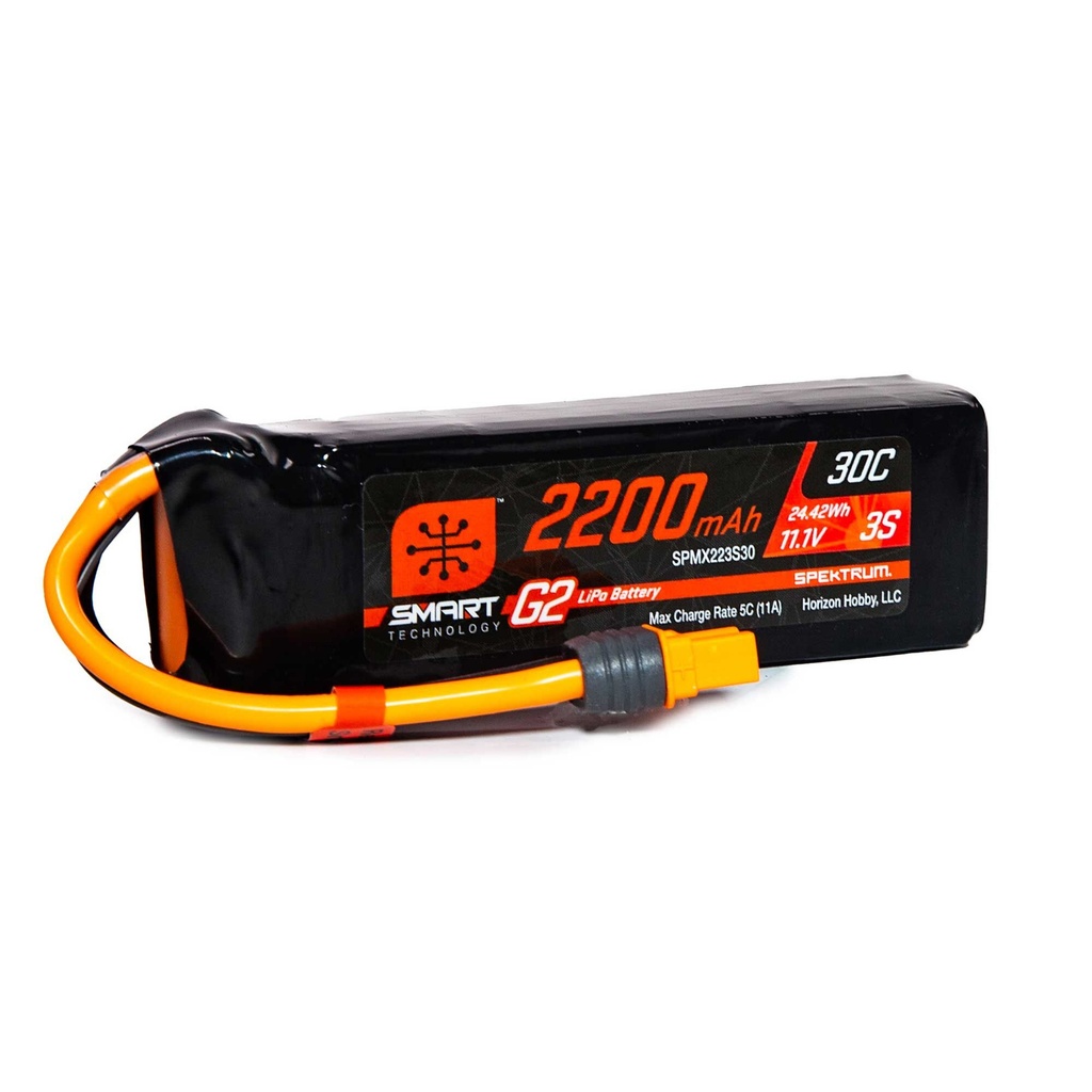 [SPMX223S30] 11.1V 2200mAh 3S 30C Smart G2 LiPo Battery: IC3