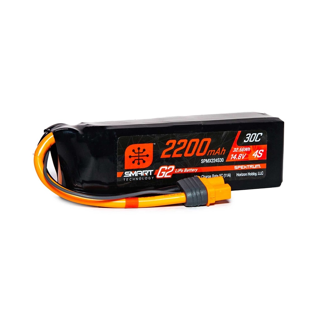 [SPMX224S30] 14.8V 2200mAh 4S 30C Smart G2 LiPo Battery: IC3