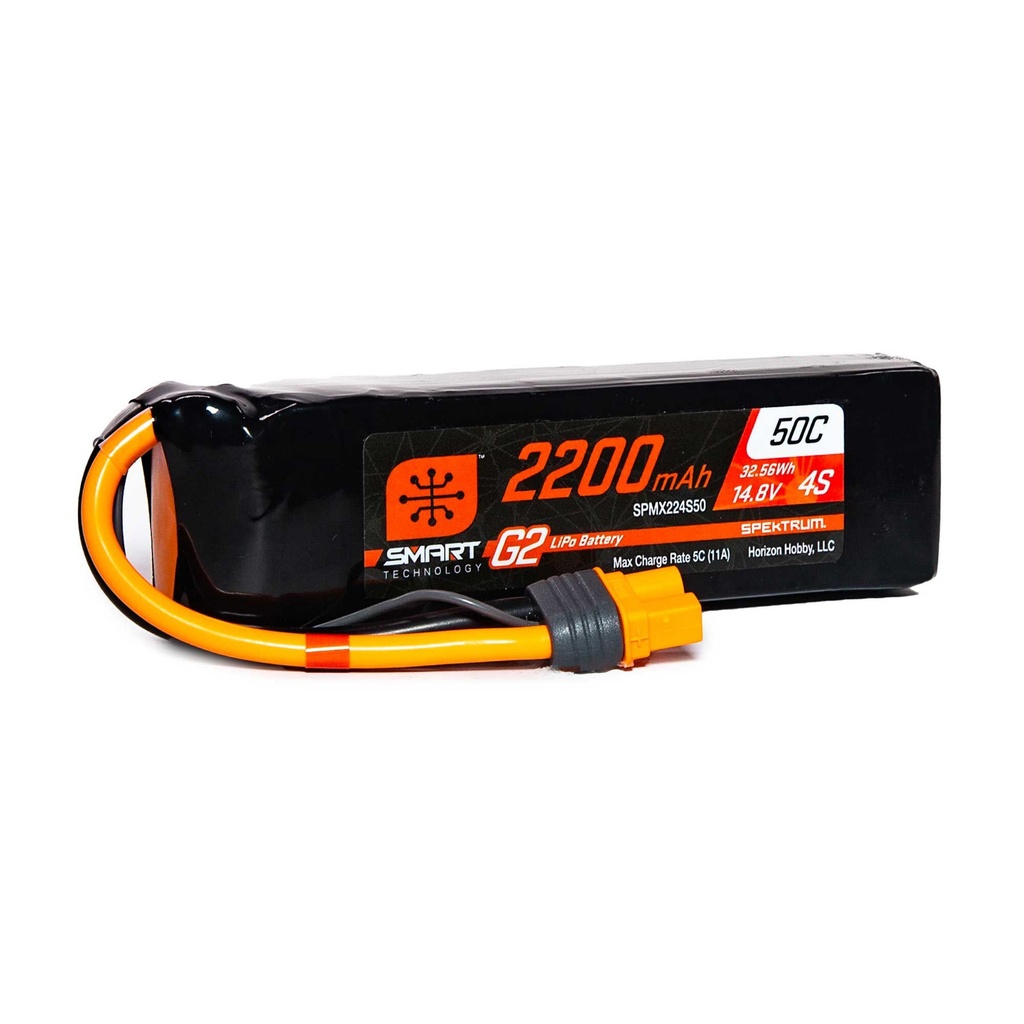 [SPMX224S50] 14.8V 2200mAh 4S 50C Smart G2 LiPo Battery: IC3