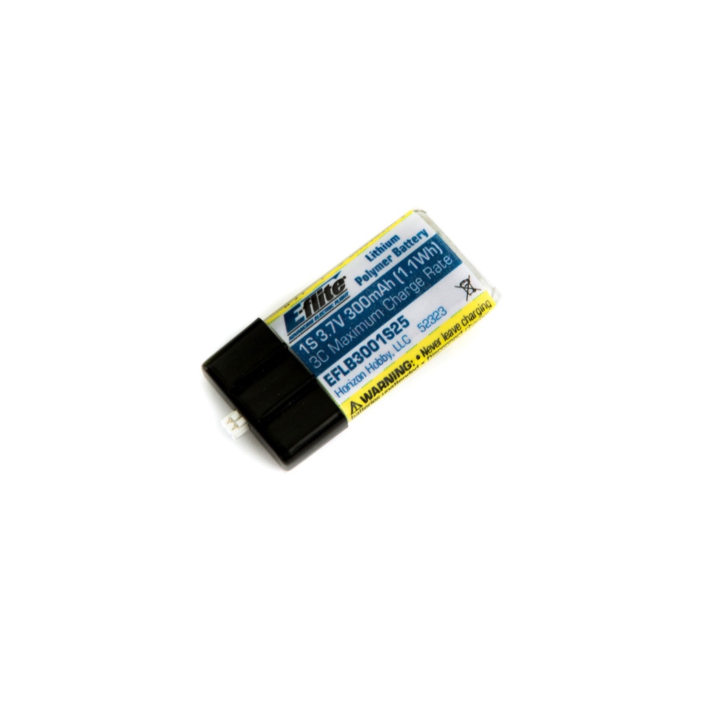 [EFLB3001S25] 300mAh 1S 3.7V 25C LiPo Battery: PH 1.5 (Ultra Micro)