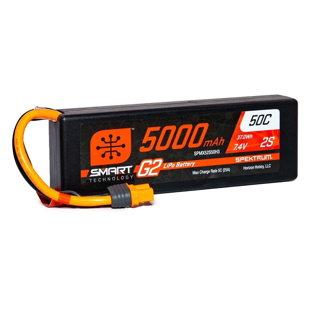 [SPMX52S50H3] 7.4V 5000mAh 2S 50C Smart LiPo G2 Hard Case: IC3