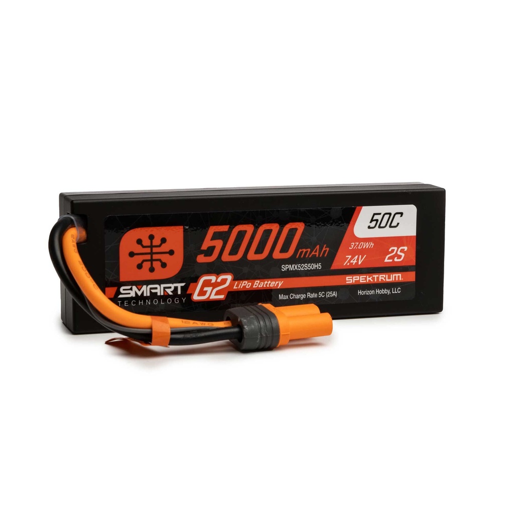 [SPMX52S50H5] 7.4V 5000mAh 2S 50C Smart G2 Hardcase LiPo Battery: IC5
