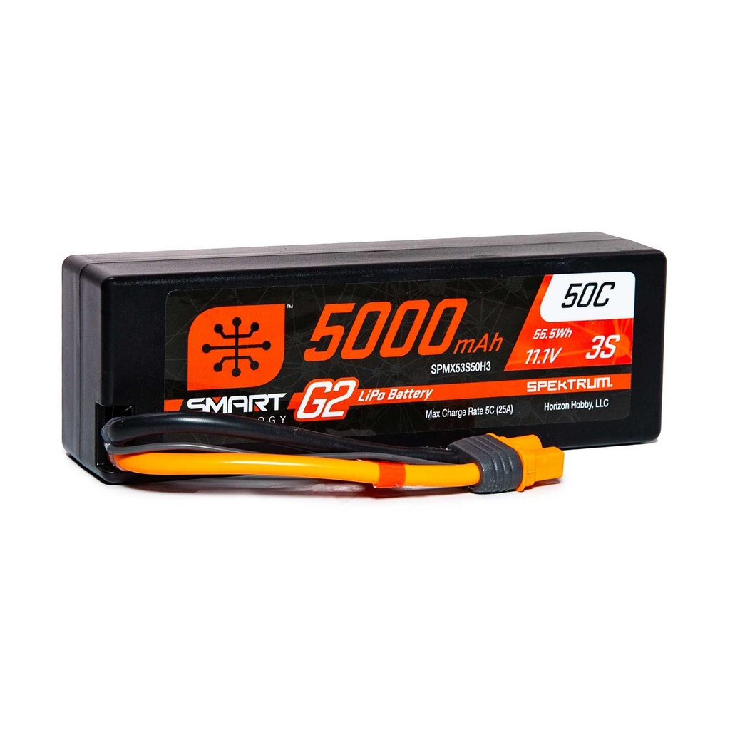 [SPMX53S50H3] 11.1V 5000mAh 3S 50C Smart G2 Hardcase LiPo Battery: IC3