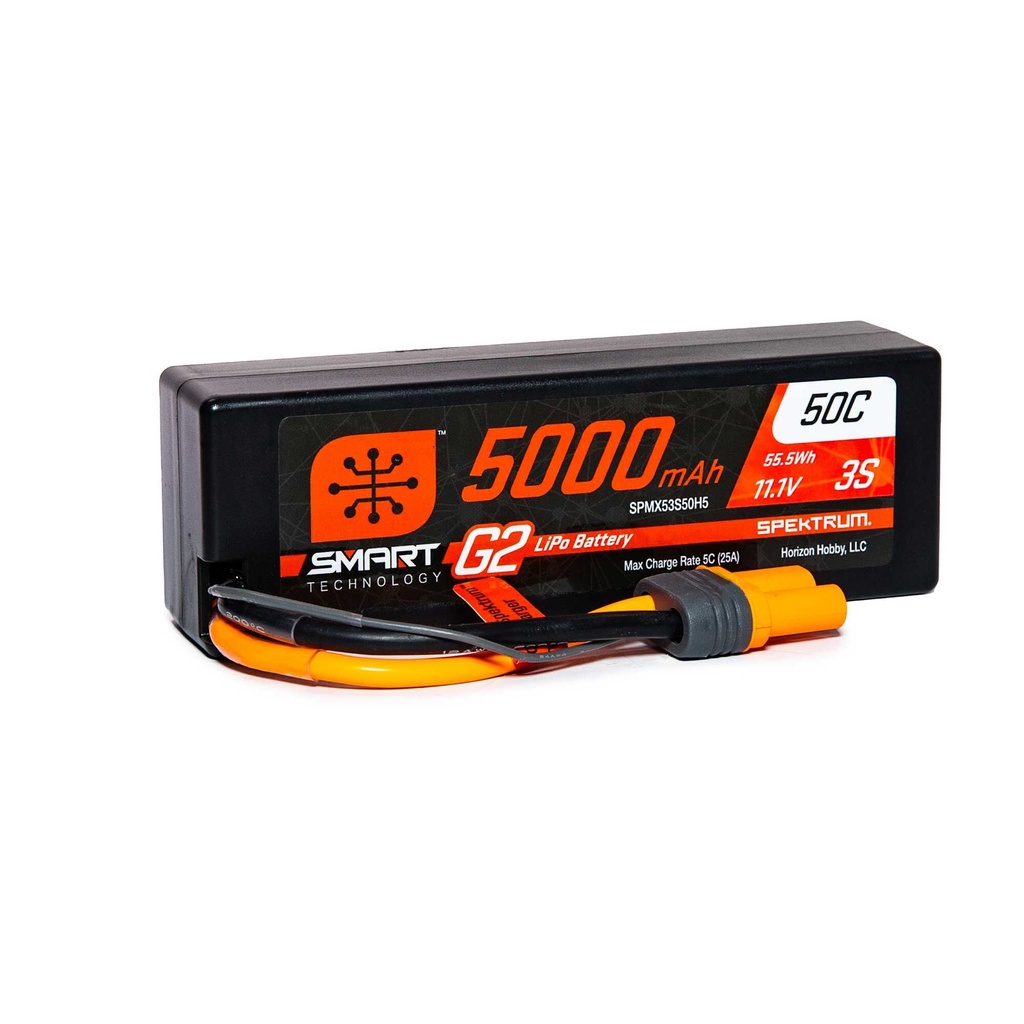 [SPMX53S50H5] 11.1V 5000mAh 3S 50C Smart G2 Hardcase LiPo Battery: IC5