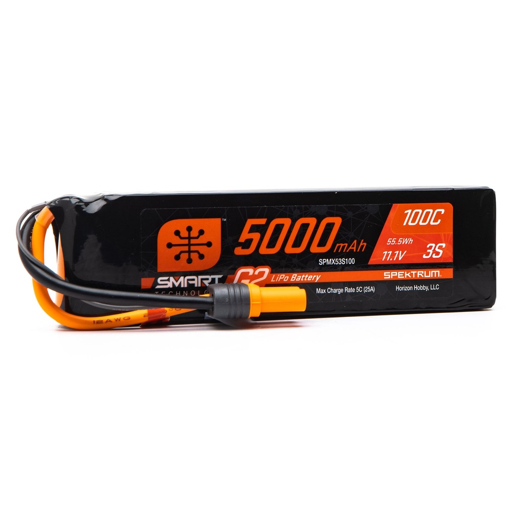 [SPMX53S100] 11.1V 5000mAh 3S 100C Smart G2 LiPo Battery: IC5