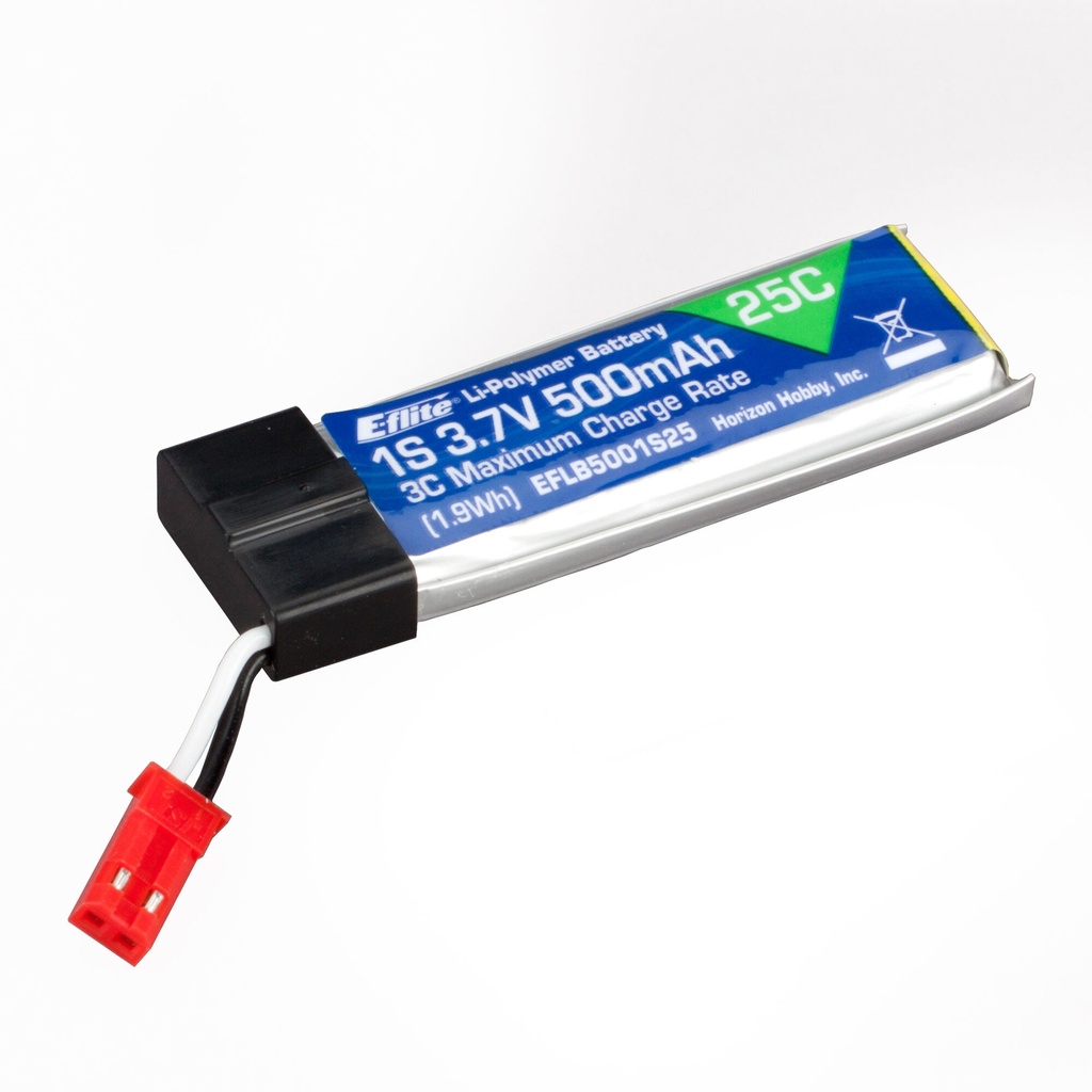 [EFLB5001S25] 1S 3.7V 500mAh 25C Li-Po Battery: JST-RCY