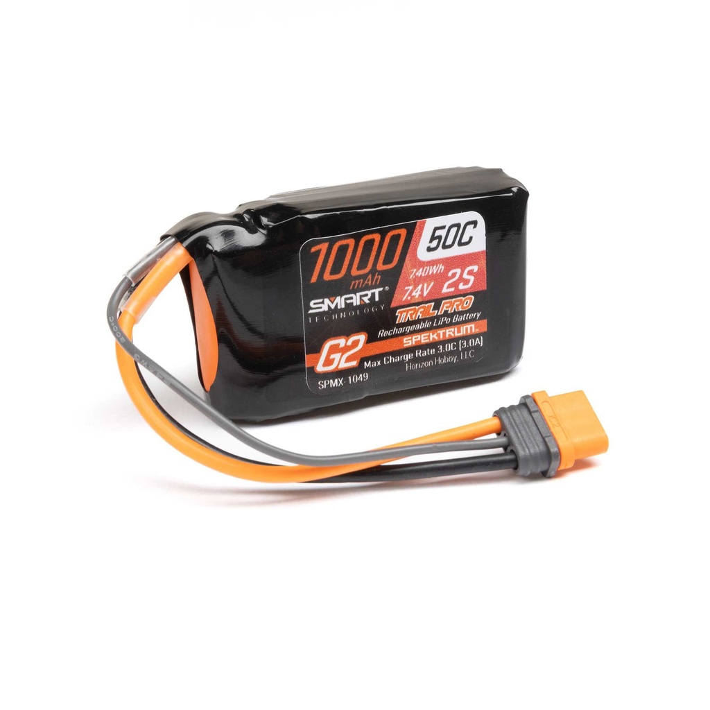 [SPMX-1049] 7.4V 1000mAh 2S 50C Smart G2 Trail Pro LiPo Battery: IC2