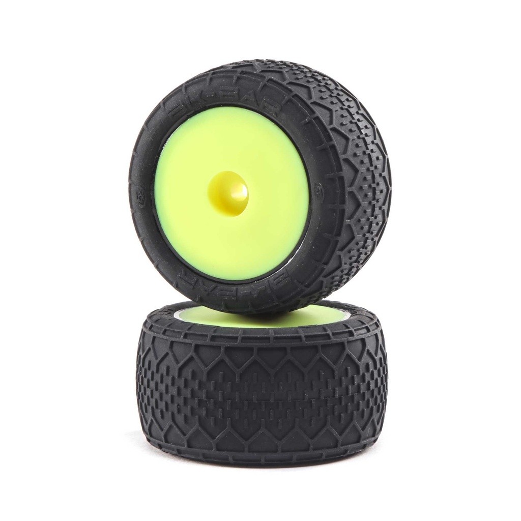 [LOS41008] 1/18 BK Bar Front/Rear 1.4 Pre-Mounted Tires, 12mm Hex, Yellow: Mini-T 2.0