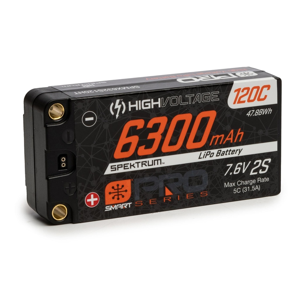 [SPMX632S120HT] 7.6V 6300mAh 2S 120C Smart Pro Race Shorty Hardcase LiHV Battery: Tubes, 5mm