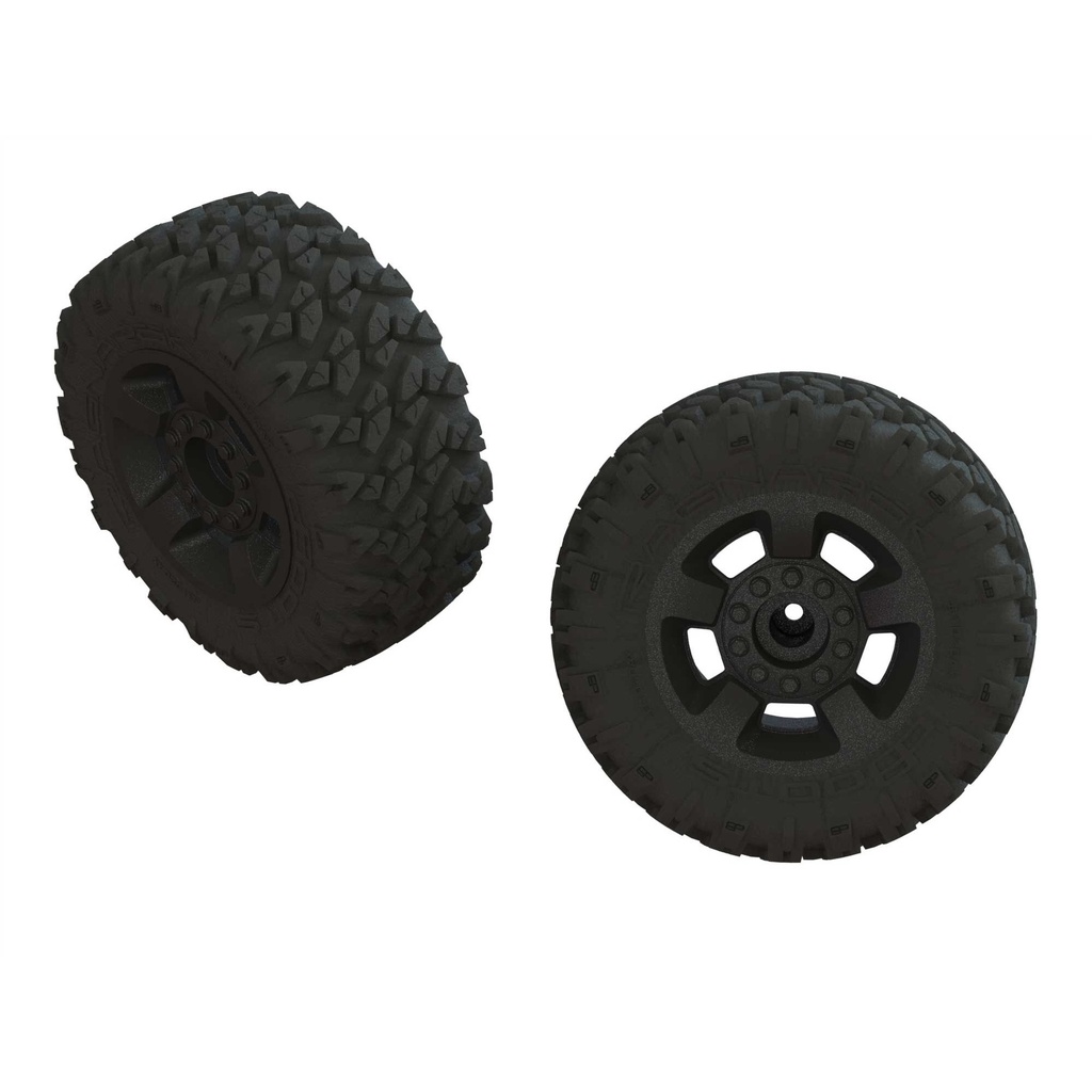 1/10 dBoots RAGNAROK MT Front/Rear 2.8 Pre-Mounted Tires, 14mm Hex, Black (2) (AR550052)