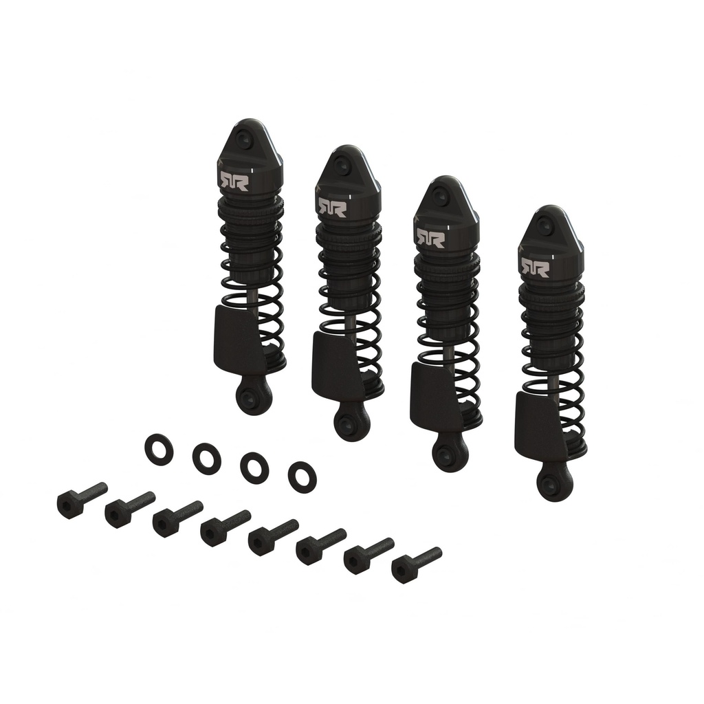 [ARA-1567] Aluminum Shock Set, 58mm Length, 1000 cSt Oil (4), Black: GROM
