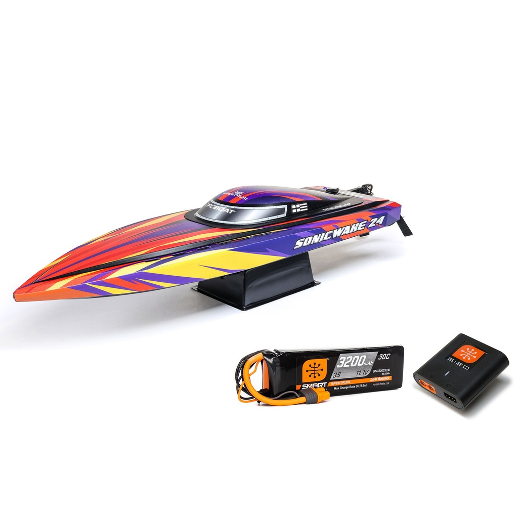 [PRB-1992T1] Sonicwake 24" Self-Righting Brushless Deep-V RTR (Battery & Charger Included), Red