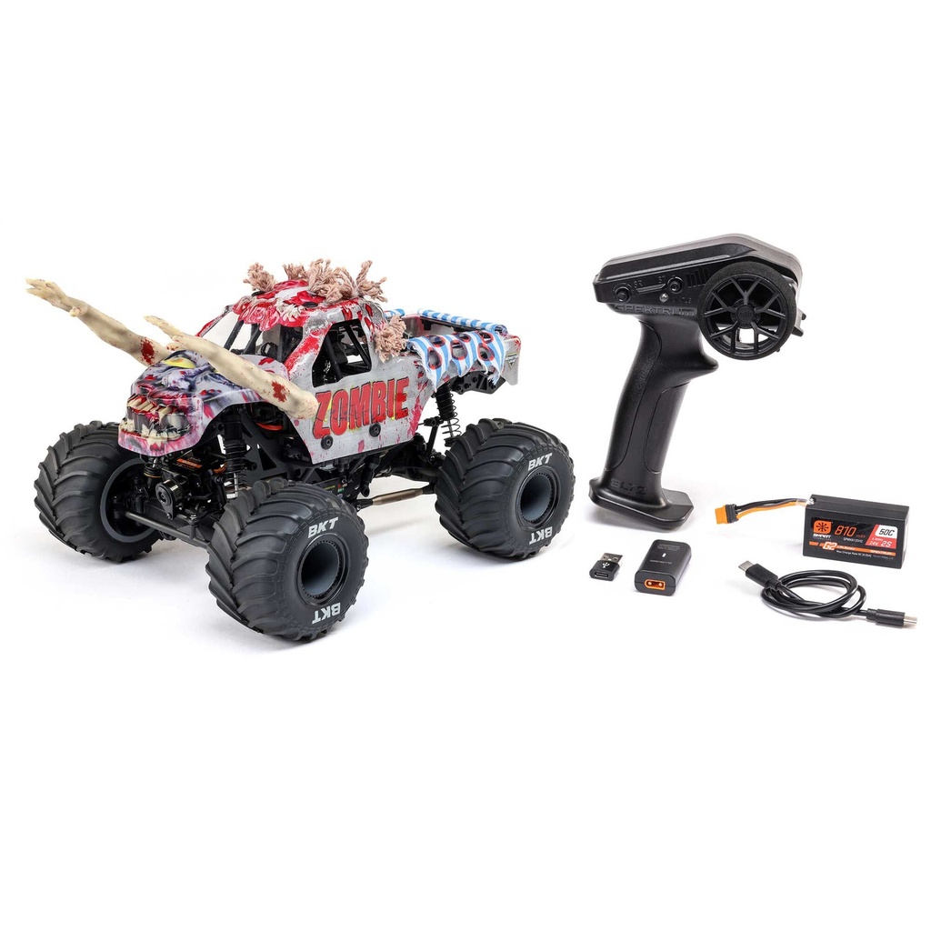 [LOS01026T4] 1/18 Mini LMT Zombie 2S 4X4 RTR Brushed Monster Truck (Battery & Charger Included), Red