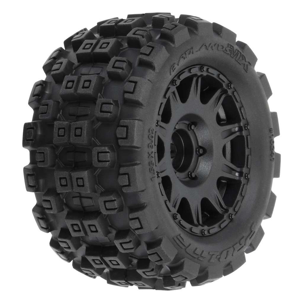[PRO1024110] 1/18 Badlands MX 1.85" F/R MTD 12mm Black Raid: Granite GROM
