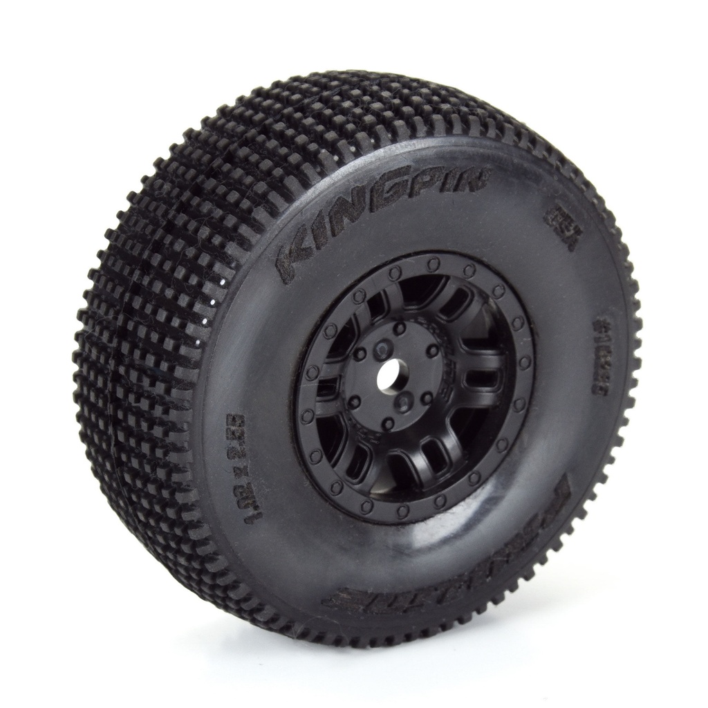King-Pin F/R Tires Mounted 12mm Hex Black Split Six (4) for ARRMA MOJAVE GROM