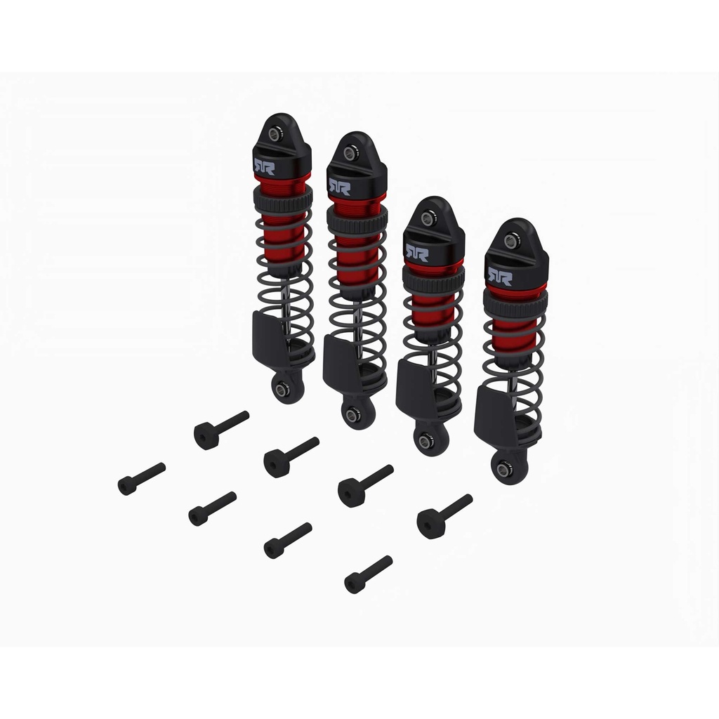 [ARA-2670] Shock Set, Front/Rear Assembled, 700 cSt Oil, Red (4): MINI