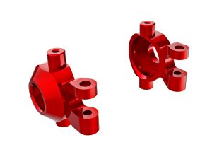 [9737-RED] TRX4M Steering blocks, 6061-T6 aluminum (red-anodized) (left & right)/
